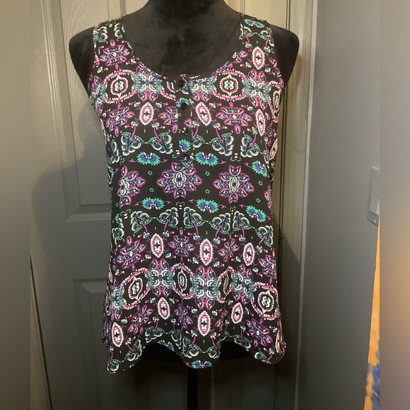 Pink Rose Tops - 👛 Pink Rose small black tank with multi colored tank